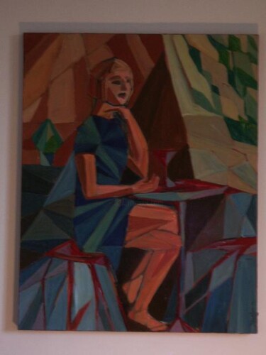 Peinture intitulée "JEUNE FILLE AU VERRE" par Jean-Michel Eudeline, Œuvre d'art originale, Huile