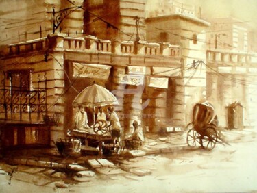 Painting titled "Calcatta,City of jo…" by Kishore Singh, Original Artwork