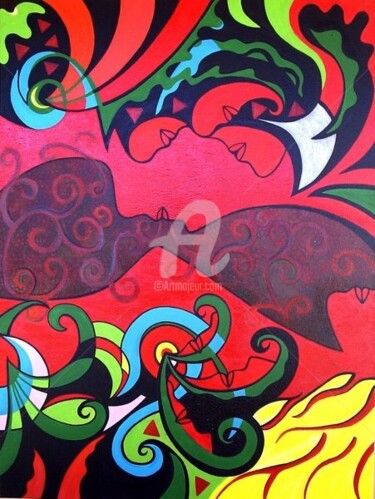 「EXPLOSÃO VOLUPTUOSA…」というタイトルの絵画 Rose Canazzaroによって, オリジナルのアートワーク, オイル