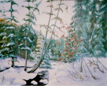 Peinture intitulée "Ste Adele hiver" par Maurice Tessier, Œuvre d'art originale