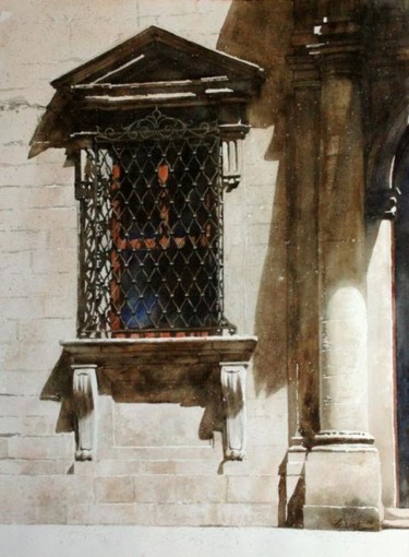 Peinture intitulée "Piazza San Firenze,…" par Paul Dmoch, Œuvre d'art originale, Aquarelle