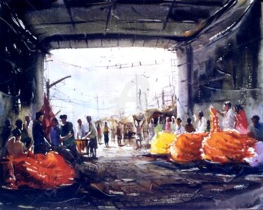 Painting titled "Calcatta,City of jo…" by Kishore Singh, Original Artwork