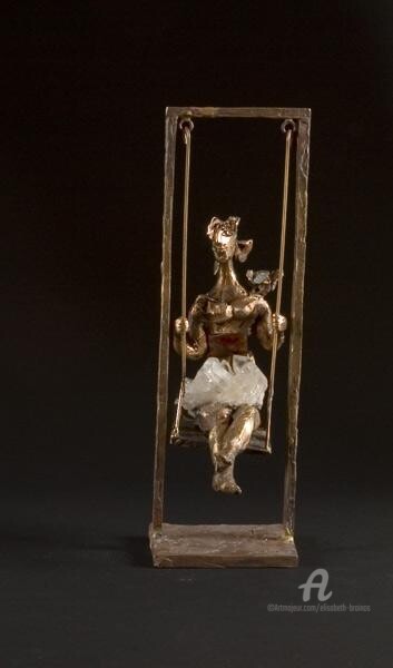 Sculpture intitulée "Entre ciel et terre" par Elisabeth Brainos, Œuvre d'art originale, Bronze