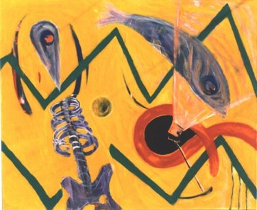 Pintura titulada "la anoréxica y el p…" por Carlos Ardohain, Obra de arte original