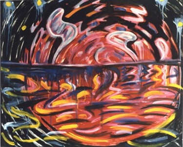 Pintura titulada "luna en el riachuelo" por Carlos Ardohain, Obra de arte original
