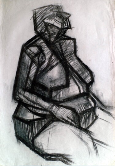 Nude Construction 图画 标题为“Nude Construction” 由Dario Raffaele Orioli, 原创艺术品, 木炭