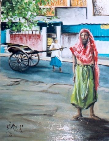 Peinture intitulée "Calcutta" par Mile, Œuvre d'art originale