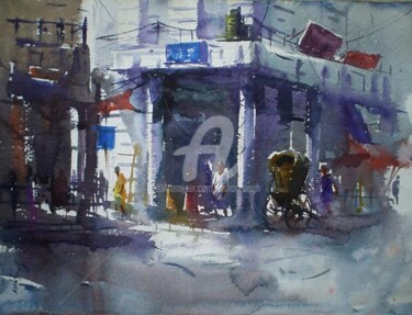 Painting titled "Calcatta,City of jo…" by Kishore Singh, Original Artwork