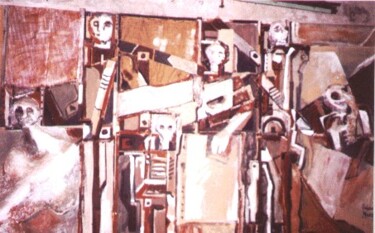 Pintura titulada "Mural (Estación Pob…" por Mario Morasan, Obra de arte original