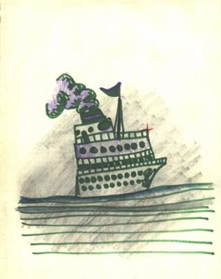 Dibujo titulada "barquito" por Carlos Ardohain, Obra de arte original