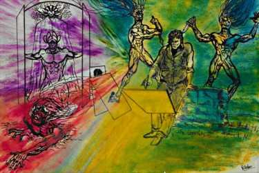 Drawing titled "Inspiration" by Philippe Leclerc, Graphiste, Original Artwork, Ink