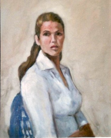 Peinture intitulée "Fille a la chemise…" par Maurice Tessier, Œuvre d'art originale