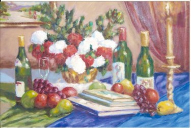 Peinture intitulée "Oeillets rouge et b…" par Maurice Tessier, Œuvre d'art originale