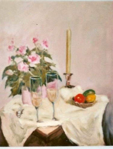 Peinture intitulée "Fleurs champagne et…" par Maurice Tessier, Œuvre d'art originale