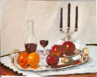Peinture intitulée "Trois pommes et deu…" par Maurice Tessier, Œuvre d'art originale