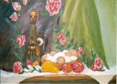 Peinture intitulée "Roses oeufs et frui…" par Maurice Tessier, Œuvre d'art originale