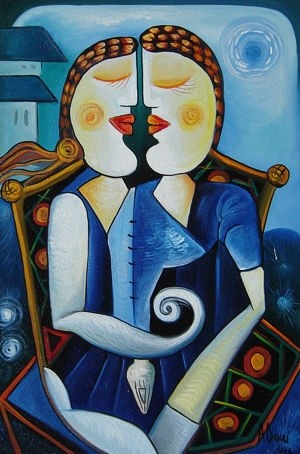 Peinture intitulée "Lovers" par Adrian Doni, Œuvre d'art originale, Huile