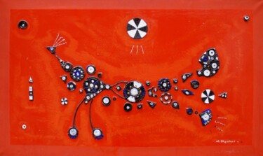 Pittura intitolato ""Uccello Tecnologic…" da Angelo Mazzoleni, Opera d'arte originale, Acrilico