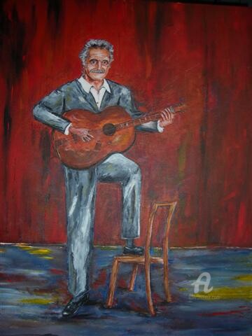 Peinture intitulée "Brassens" par Maria Valverde, Œuvre d'art originale