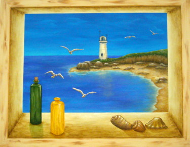 Lighthouse View Peinture intitulée "Lighthouse View" par Allegretto, Œuvre d'art originale, Acrylique Monté sur Châssis en bois