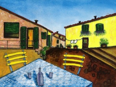 Pittura intitolato "La Piazzetta" da Allegretto, Opera d'arte originale, Acrilico