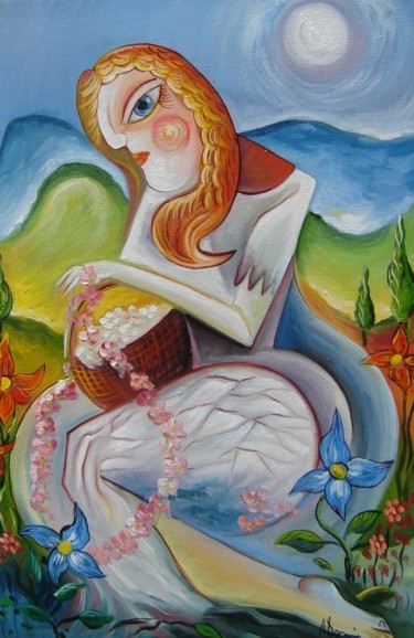 Peinture intitulée "Crown of Flowers" par Adrian Doni, Œuvre d'art originale, Huile