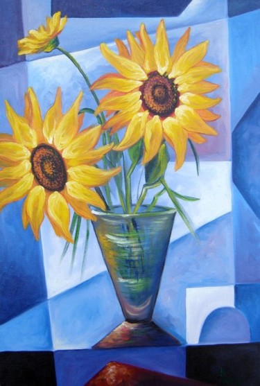 Peinture intitulée "Flower 7" par Adrian Doni, Œuvre d'art originale, Huile