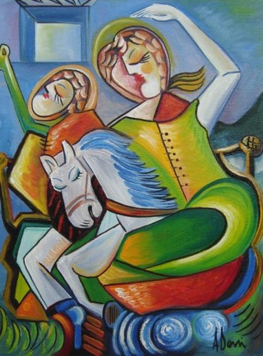 Peinture intitulée "People and Pathes" par Adrian Doni, Œuvre d'art originale, Huile