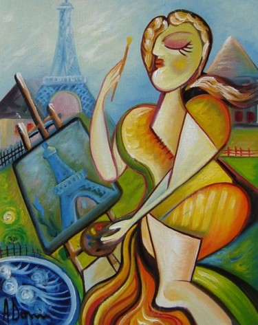 Peinture intitulée "The Painter" par Adrian Doni, Œuvre d'art originale, Huile