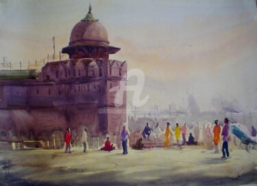 Painting titled "Redfort_delhi." by Kishore Singh, Original Artwork