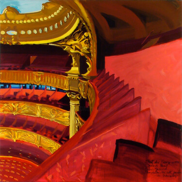 Painting titled "Opéra - Etat des li…" by Michelle Auboiron, Original Artwork, Acrylic Mounted on Wood Stretcher frame