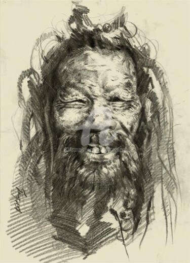 Painting titled "Sketch _Babajee." by Kishore Singh, Original Artwork