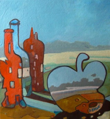 Peinture intitulée "Les ruines" par Evelyne Hervé, Œuvre d'art originale, Huile