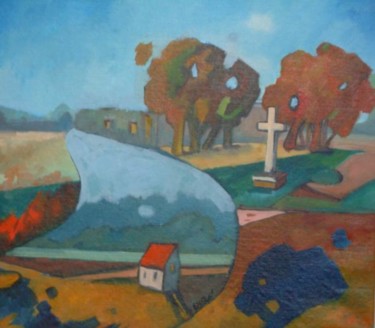 Peinture intitulée "Route promise" par Evelyne Hervé, Œuvre d'art originale, Huile