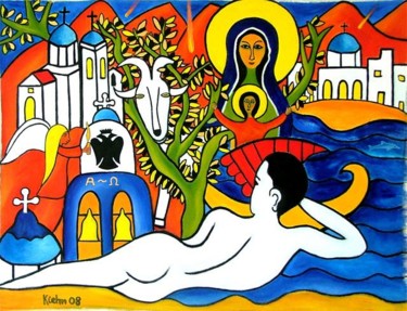 Painting titled "Greece" by Georg Kiehn, Original Artwork