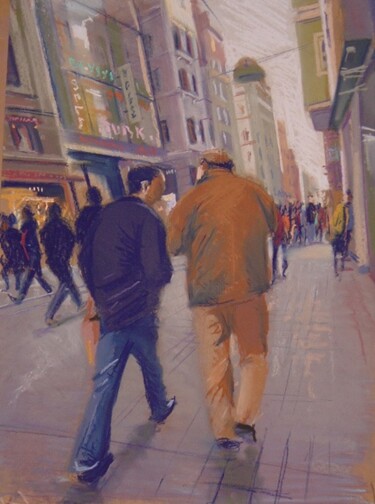 Peinture intitulée "PROMENADE SUR LA  I…" par Serge Salis, Œuvre d'art originale, Pastel