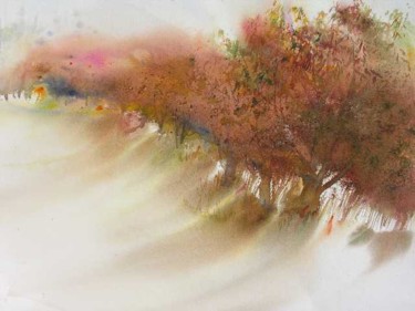 Peinture intitulée "Verger automnal" par Reine-Marie Pinchon, Œuvre d'art originale, Huile