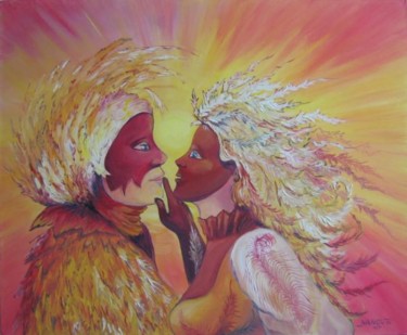 Peinture intitulée "le feu élément du c…" par Nanou, Œuvre d'art originale, Huile