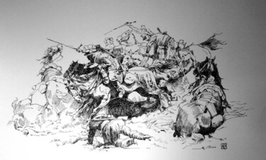 Dessin intitulée "Chasseur Africain (…" par Marcel Boos, Œuvre d'art originale