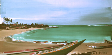 Peinture intitulée "Sur le "Dakar" 1999…" par Michelle Auboiron, Œuvre d'art originale, Acrylique Monté sur Châssis en bois