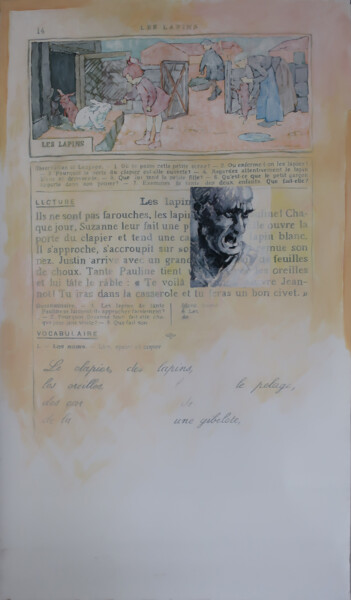 Malerei mit dem Titel "Les lapins" von Marie-Odile Ginies, Original-Kunstwerk, Acryl