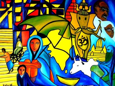 Painting titled "India" by Georg Kiehn, Original Artwork
