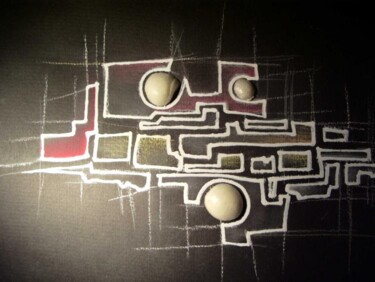 Peinture intitulée "paris la nuit" par Farid Ait Aoudia, Œuvre d'art originale