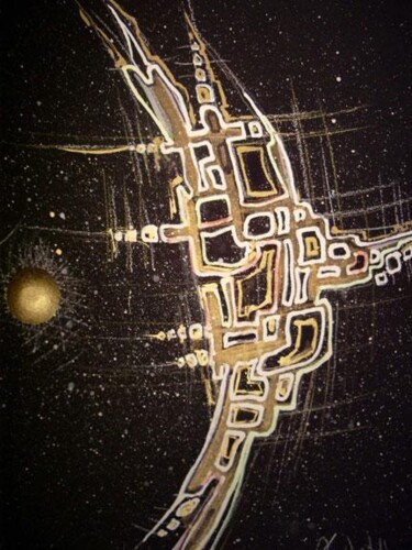 Peinture intitulée "une maison dans l'e…" par Farid Ait Aoudia, Œuvre d'art originale