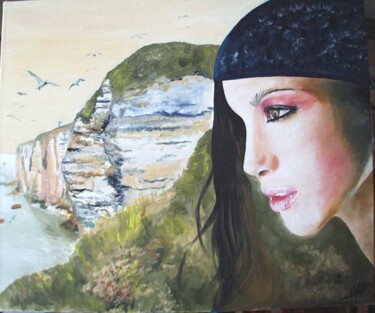 Peinture intitulée "Visage feminin sur…" par Manu Surreabulliste, Œuvre d'art originale