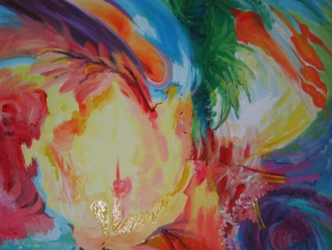 Peinture intitulée "la cité fleur" par Nanou, Œuvre d'art originale, Autre