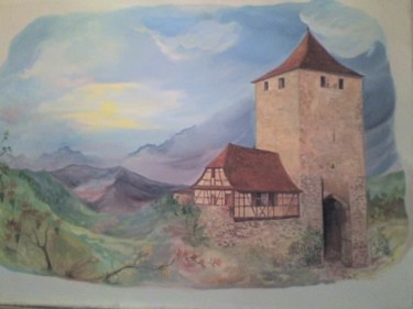 Peinture intitulée "fresque dans pizzer…" par Nanou, Œuvre d'art originale, Huile