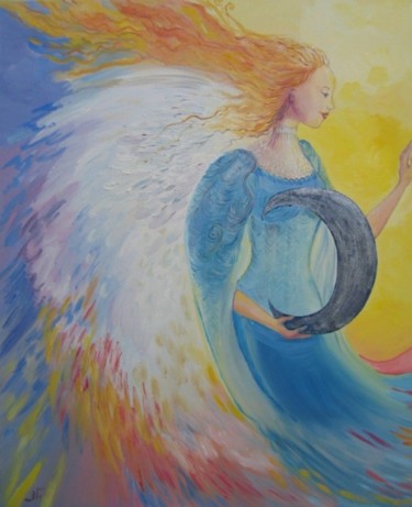 Peinture intitulée "détail ange de la n…" par Nanou, Œuvre d'art originale, Huile