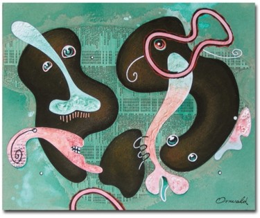Peinture intitulée "JEU DE LANGUES" par Jean-Luc Osswald, Œuvre d'art originale, Huile