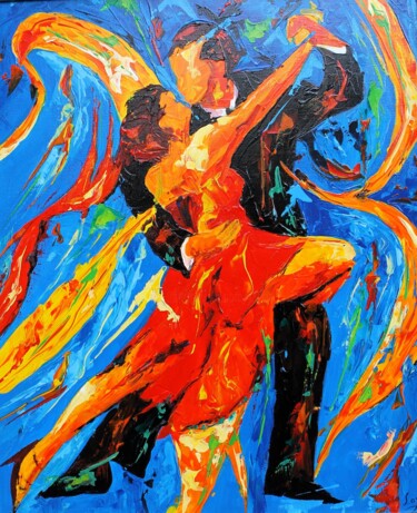 绘画 标题为“618 Tango sur fond…” 由Jean-Luc Lopez, 原创艺术品, 丙烯 安装在木质担架架上